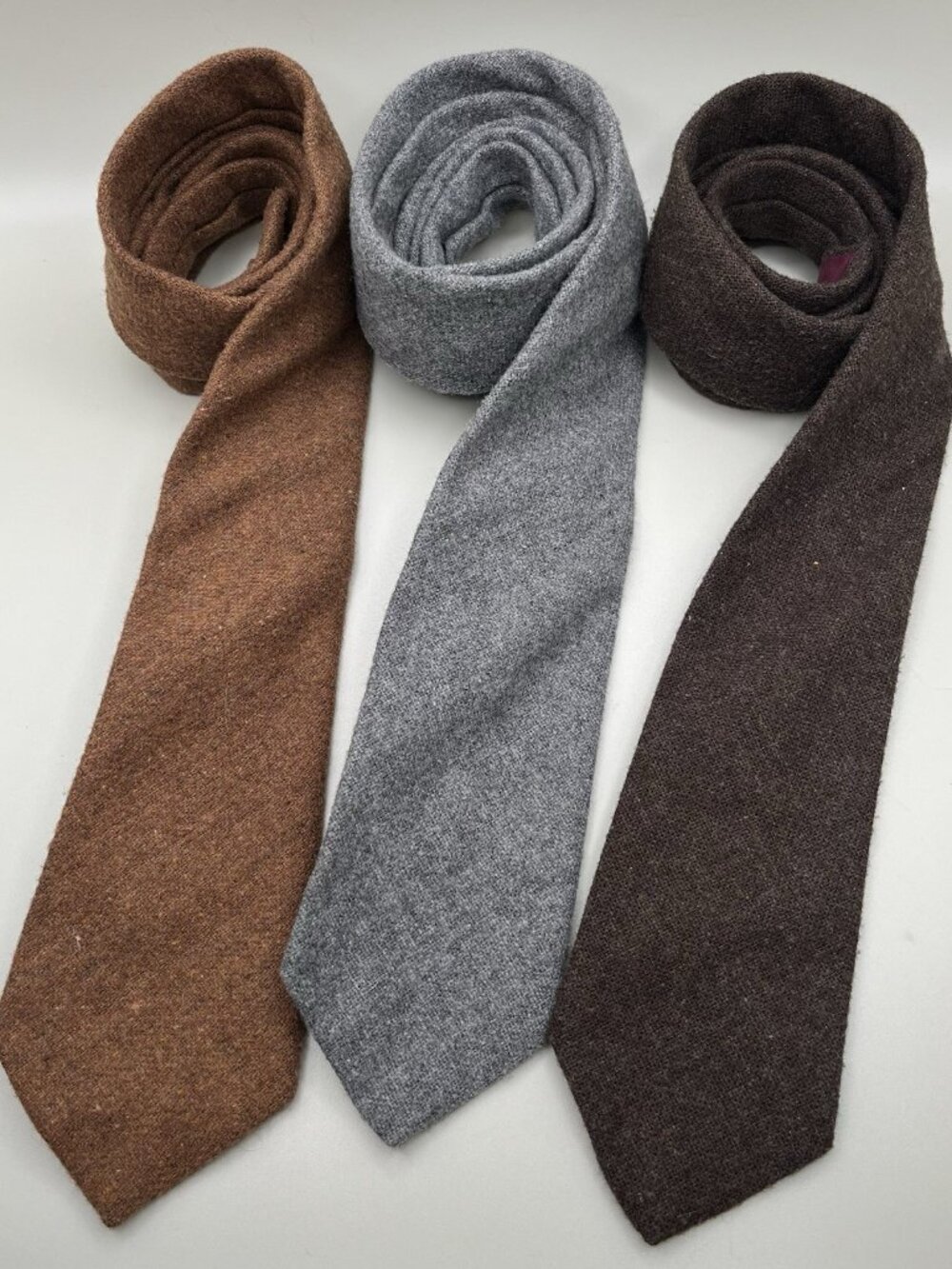VTG Wool Tweed Neckties Lot of 3 Mervyn’s Marquis Brown Gray Dark Academia